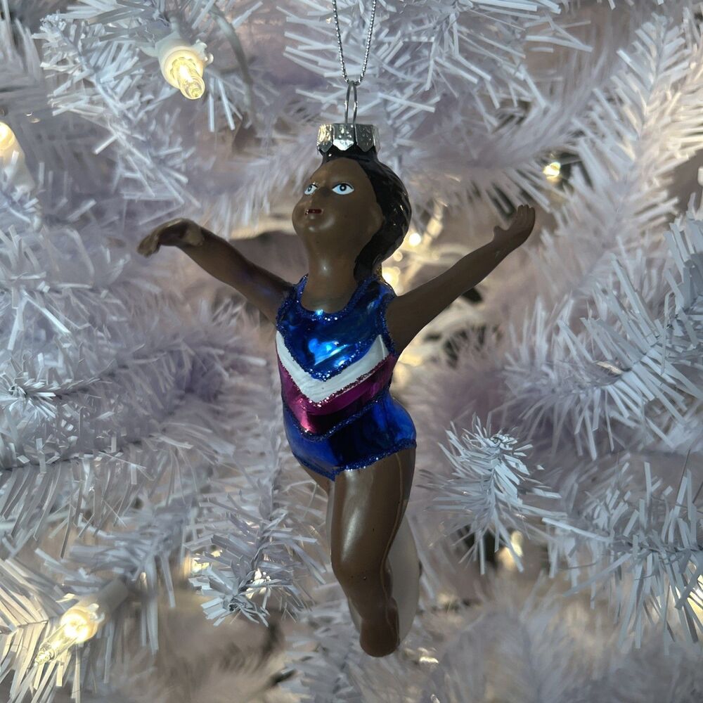 Ashland Glass African American Gymnast Christmas Tree Ornament 5.25"